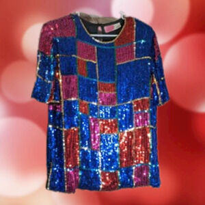Hasting & Smith L vintage sequin top. Lining is silk. Beautiful Holiday top.